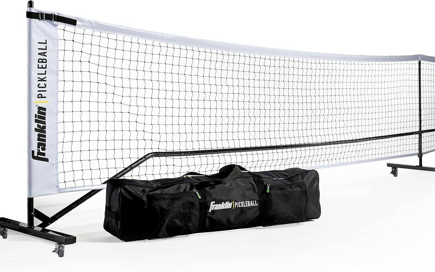 Franklin Sports portable pickleball net with wheels and travel bag